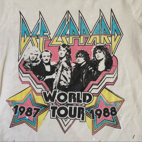 Chaser Def Leppard 1987 1988 world tour cream band tee size XS - Picture 4 of 6